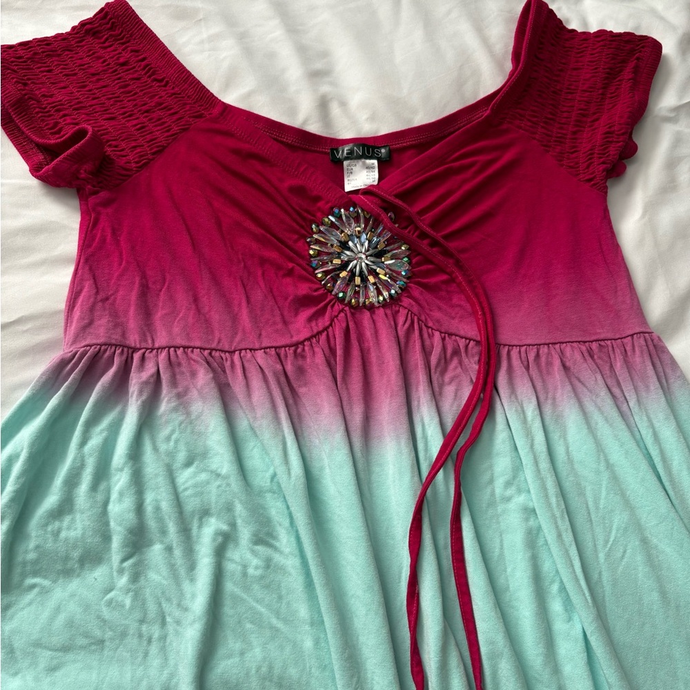 VENUS Red and Blue Ombre Tunic Top - Picture 3 of 8